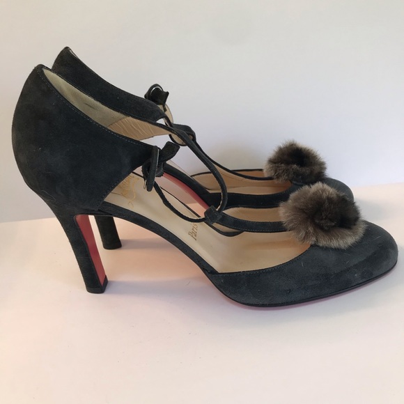 Christian Louboutin SuedePom Pom Mink Pumps